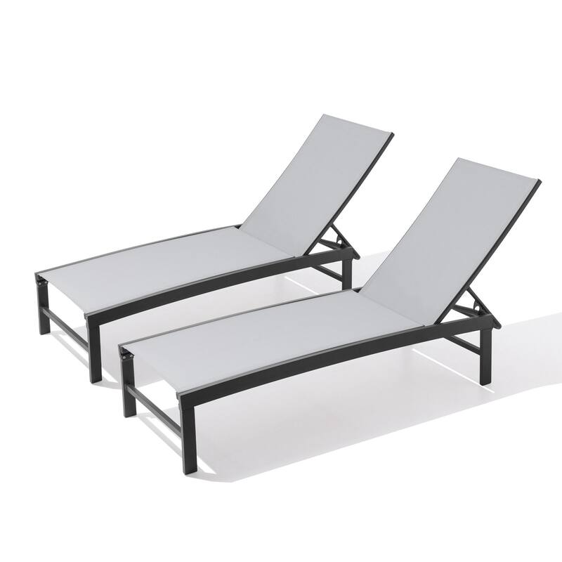 Pellebant Adjustable Aluminum Patio Chaise Lounge Chairs Outdoor (Set of 2)