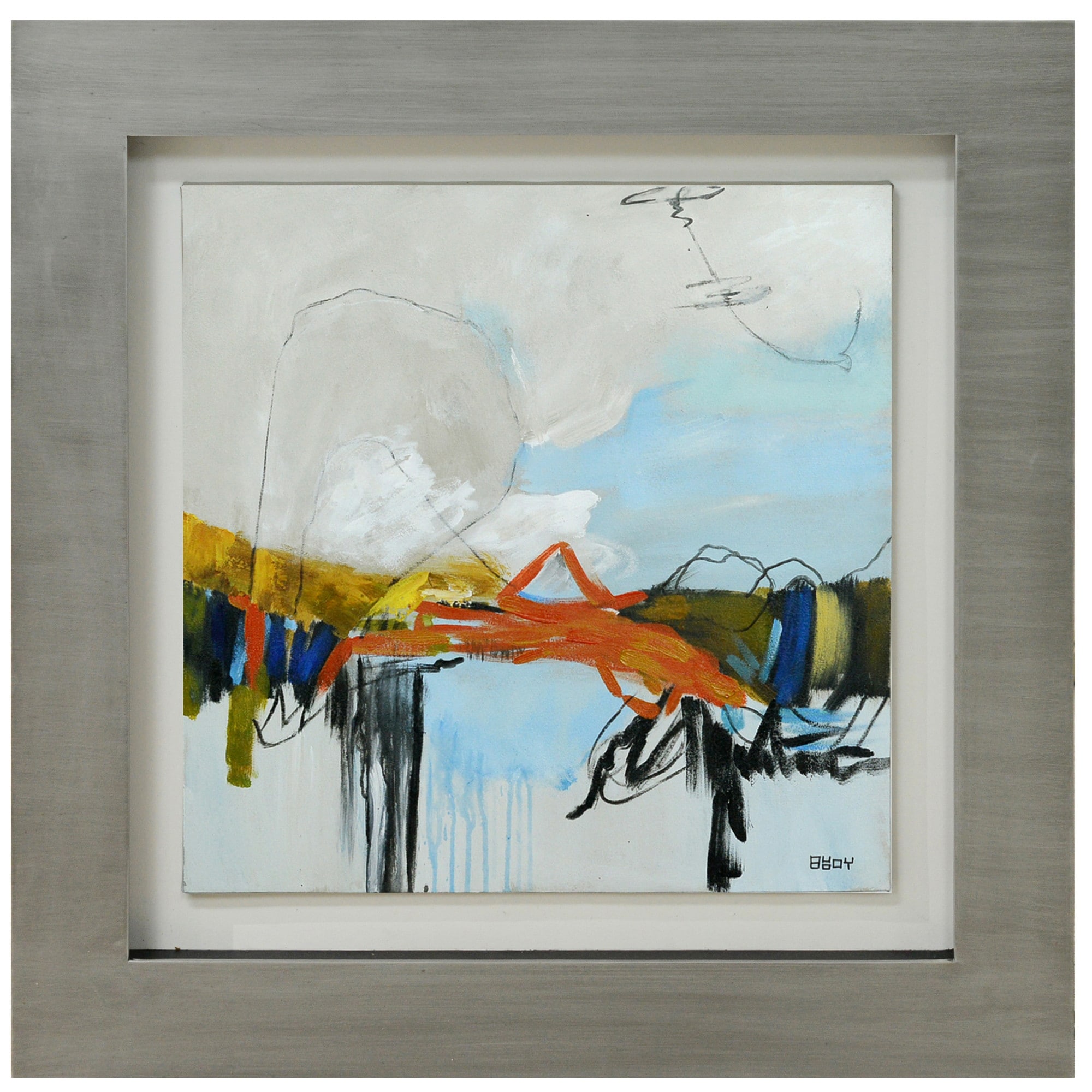 Shop Harp And Finial Hfw32877 Staccato 35 1 2 X 35 1 2 Framed Abstract Painting On Canvas Multi Colored Overstock 25648520