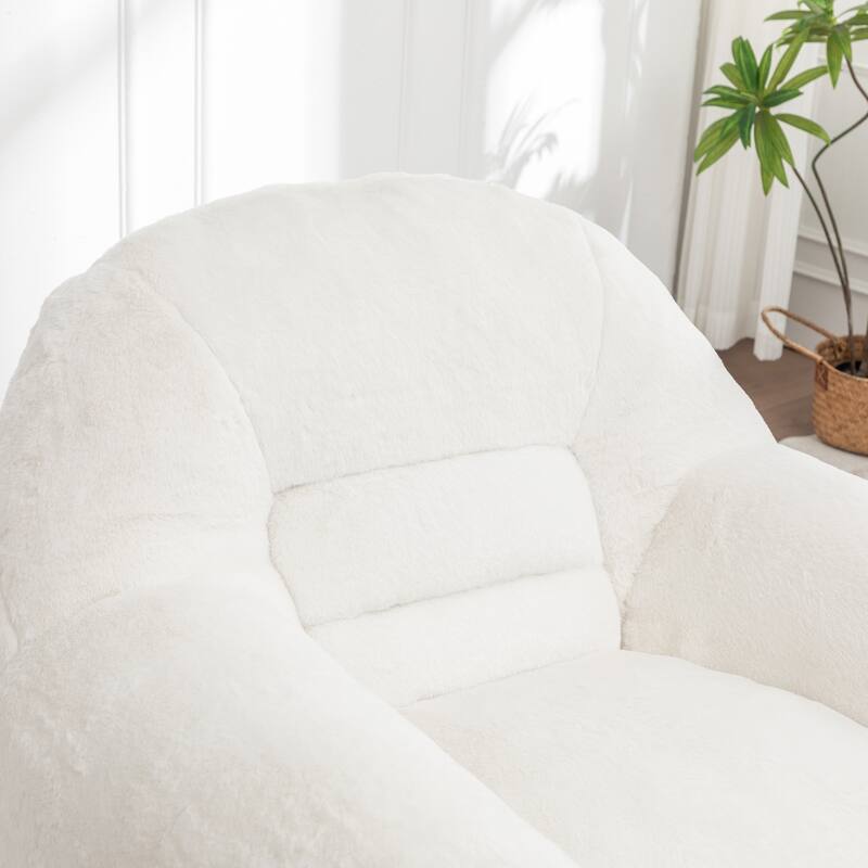 Faux Fur Bean Bag Chair with Back Support & Footstool - Comfy Floor Sofa for Adults & Kids, Living Room, Bedroom (2 Options)