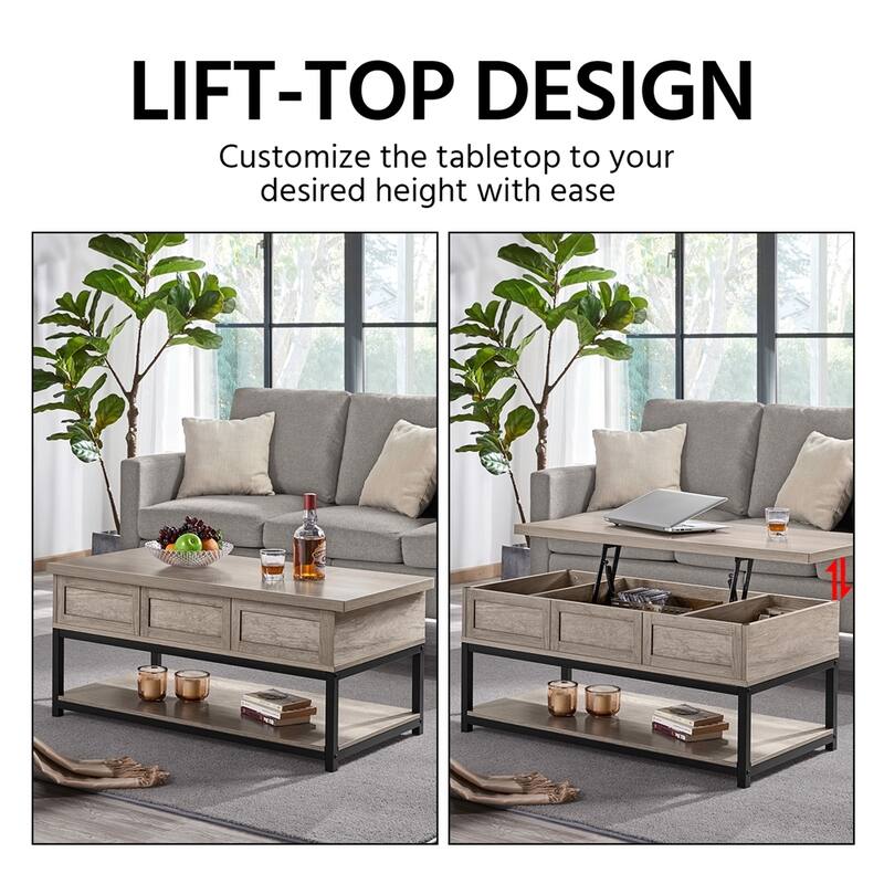 Yaheetech 40" Wooden Lift Top Coffee Table Acent Table w/ Compartments