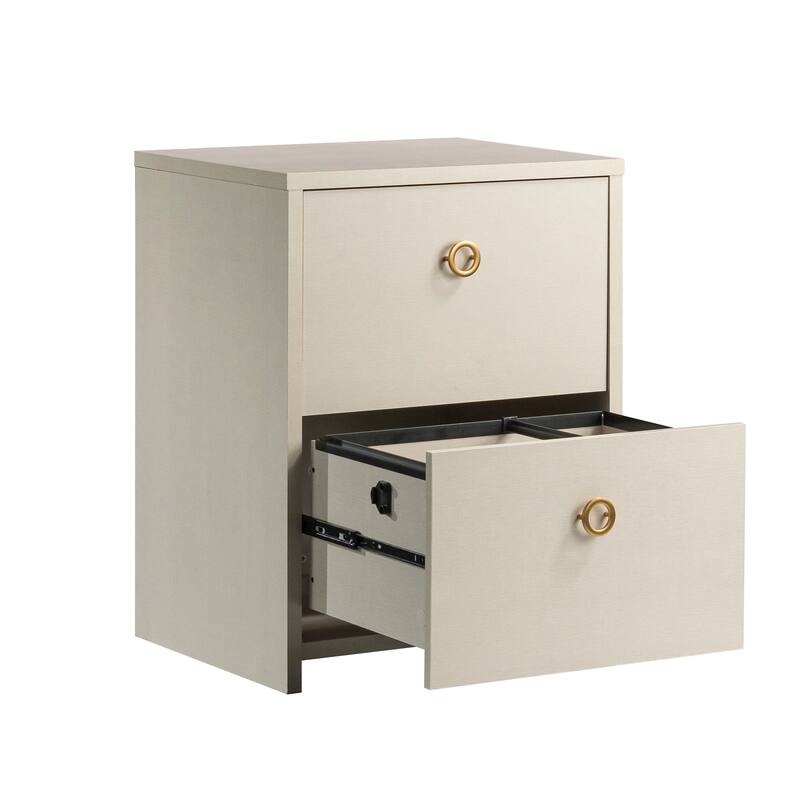 Wood Lateral File with Efficient Storage, Beige