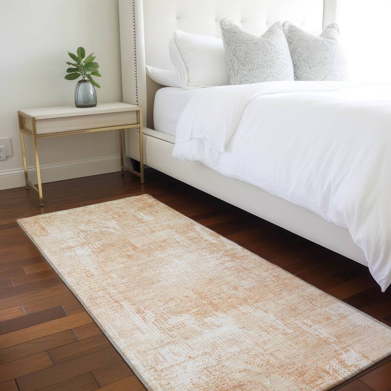 Machine Washable Indoor/ Outdoor Chantille Boho Abstract Rug - Coral - 2'3" x 7'6"