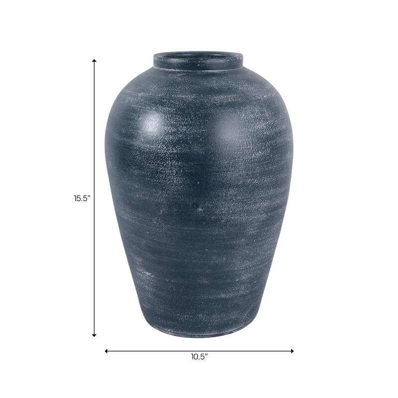 Textured Terracotta Vase with Distressed Finish - Tall Flower Vase
