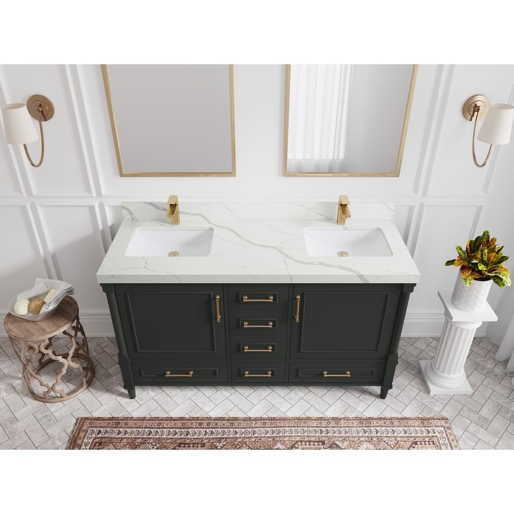 Willow Collections 60 in. W x 22 in. D Aberdeen Double Sink Bathroom Vanity with Countertop