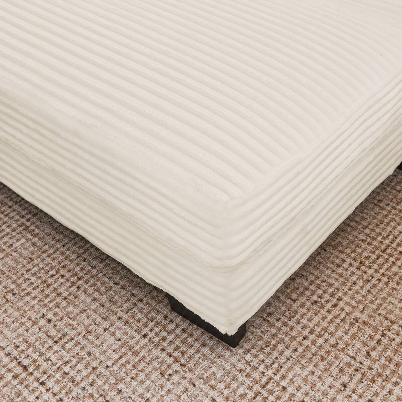 L-Shaped Convertible Sectional Sofa with Ottoman, Corduroy Tufted Upholstered Sleeper Sofa, Modular Corner 3 Seat Sofa