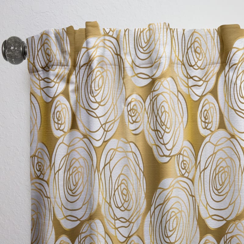 Designart 'Golden Floral III' Mid-CenturyCurtain Single Panel