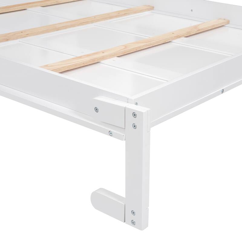 Full Size Murphy Bed Wall Bed with Storage Shelves, Space-Saving Foldable Platform Bed Frame with Slatted Base for Small Rooms