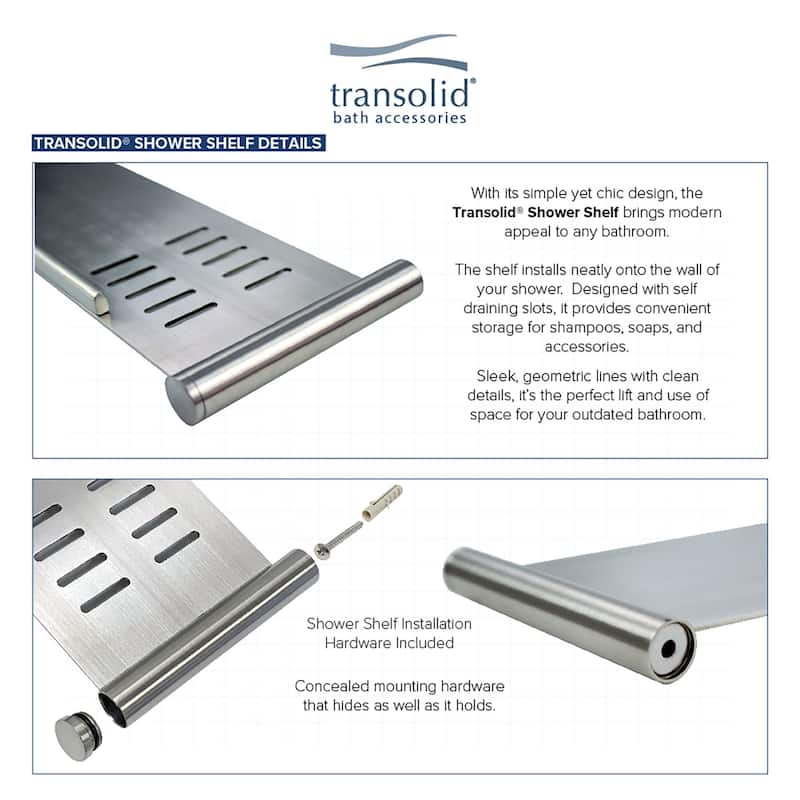 Transolid K-SS17-SSC Shower Shelf Kit - 17-in Shower Shelf and 2 Corner shelves - 17x4.45x0.78