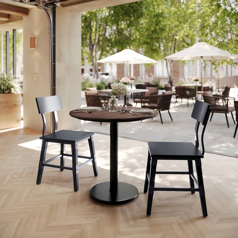 Commercial HPL Tabletop with Table Height Round Base