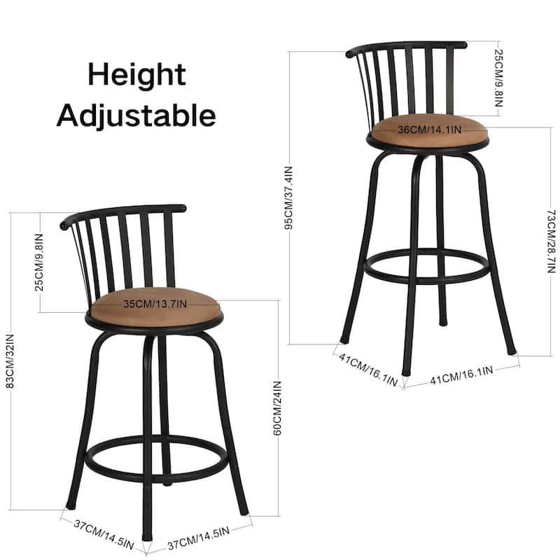 HomyLin Country Style Swivel Barstools for Kitchen Island Pub, Brown