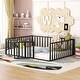 preview thumbnail 38 of 73, Metal Floor Bed Kids Open Frame with Fence and Door, Playhouse Bed for Kids Girls Boys
