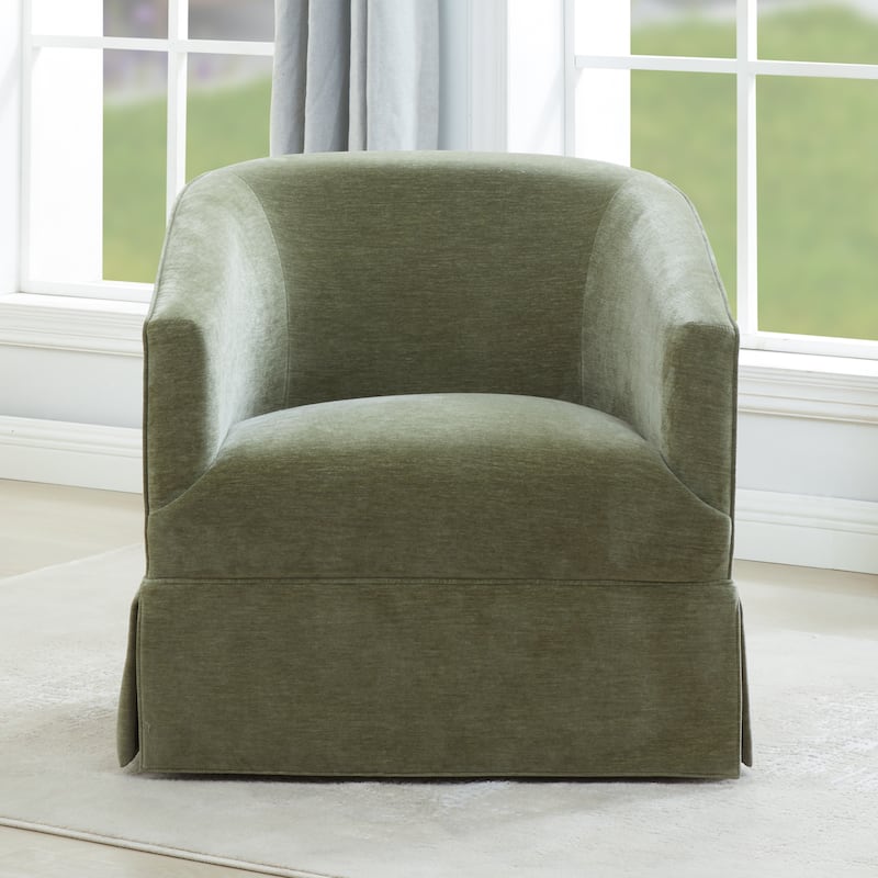 Elayne Skirted Fabric Swivel Accent Chair by Greyson Living - Caper