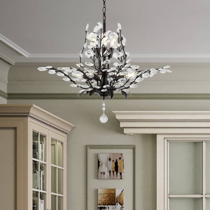 Elisana 28.5" 7-Light Contemporary Bohemian Iron/Acrylic LED Pendant, Oil Rubbed Bronze/Clear by JONATHAN Y