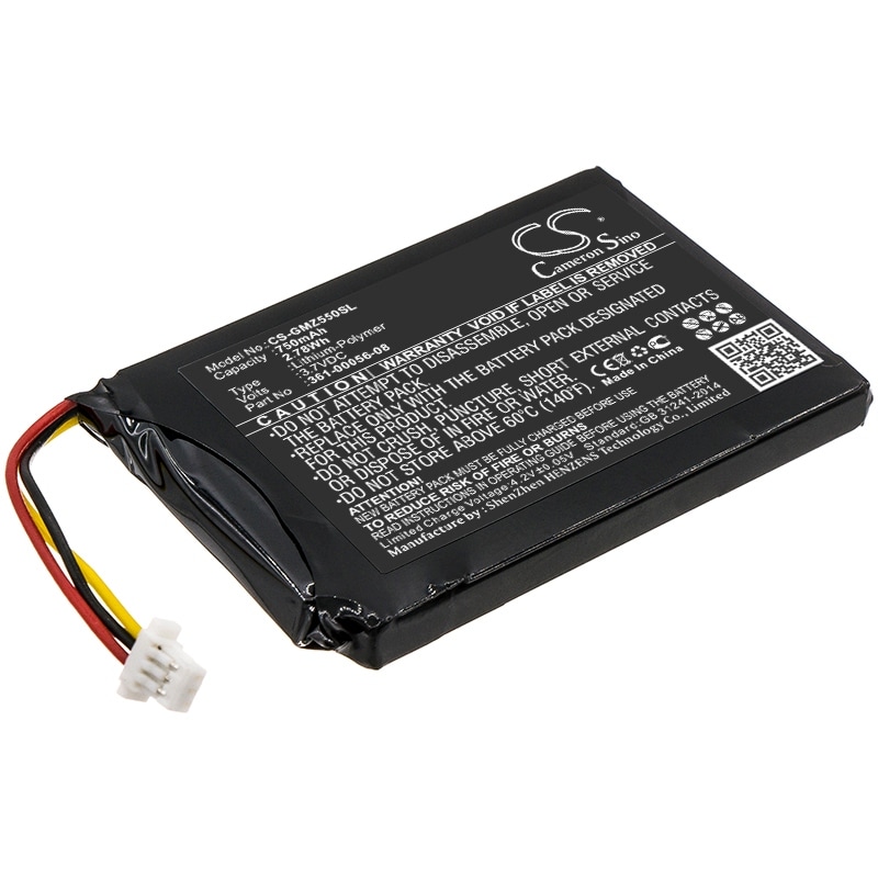 Battery for Garmin 361-00056-08 DriveSmart 5 55 65 GPS CS-GMZ550SL 3.7V 750mAh - Black