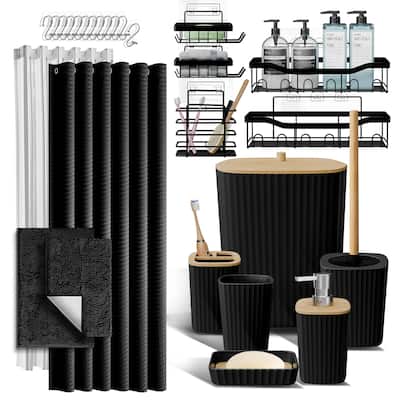 Bathroom Accessories Set with Shower Caddy and Bath Rugs