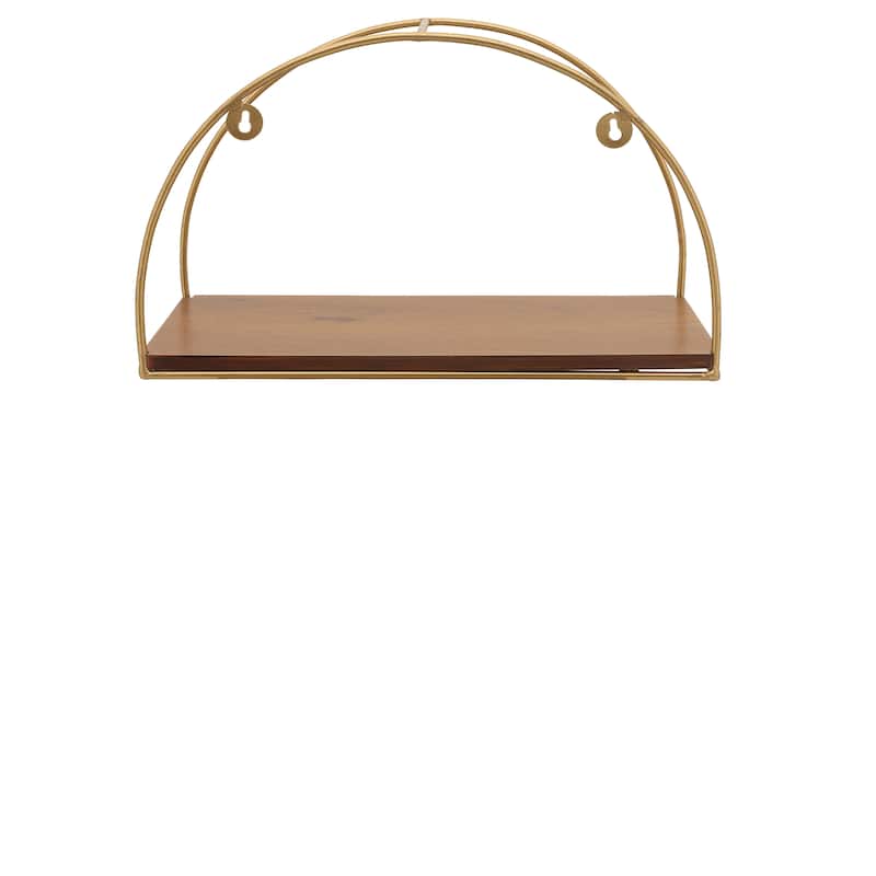 Metal Wood Arched Wall Shelves Set - Brown, 10/12/14" - 21.0"