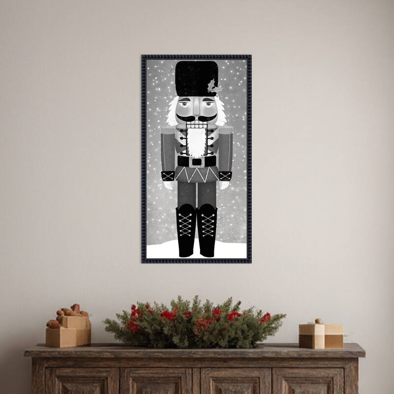 Nutcracker I Gray by Ryan Fowler (14 x 27 in.), Framed Canvas Wall Art Print - Sylvie Beaded Black
