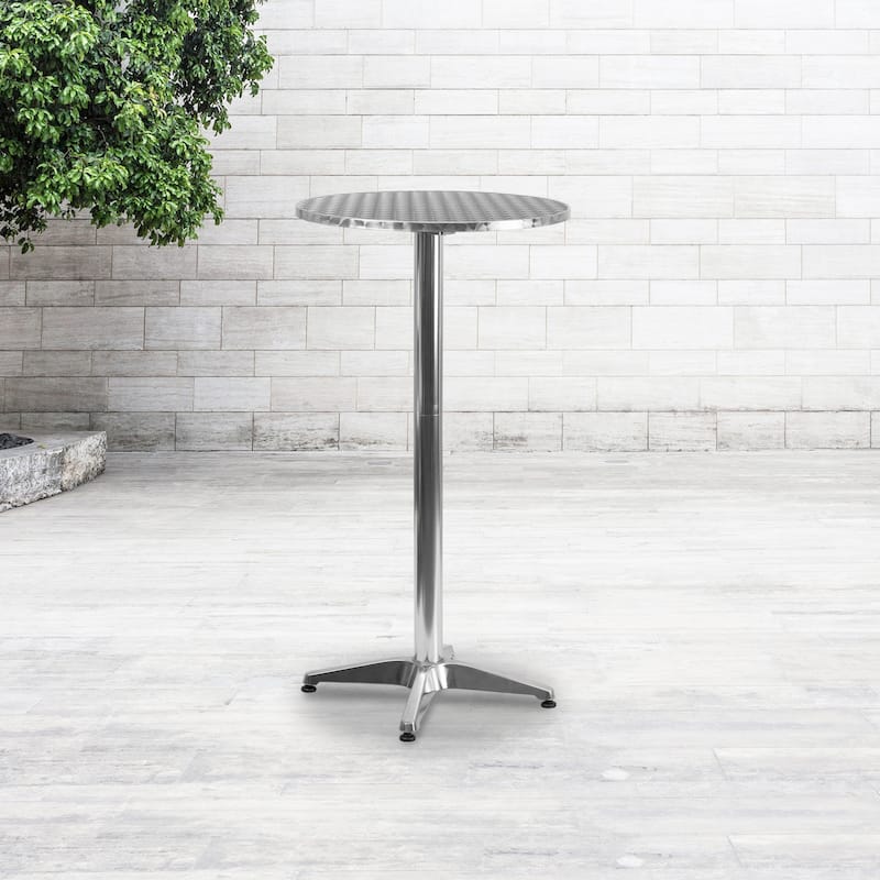 23.25" Round Aluminum Indoor-Outdoor Bar Height Table with Flip-Up Table - Aluminum