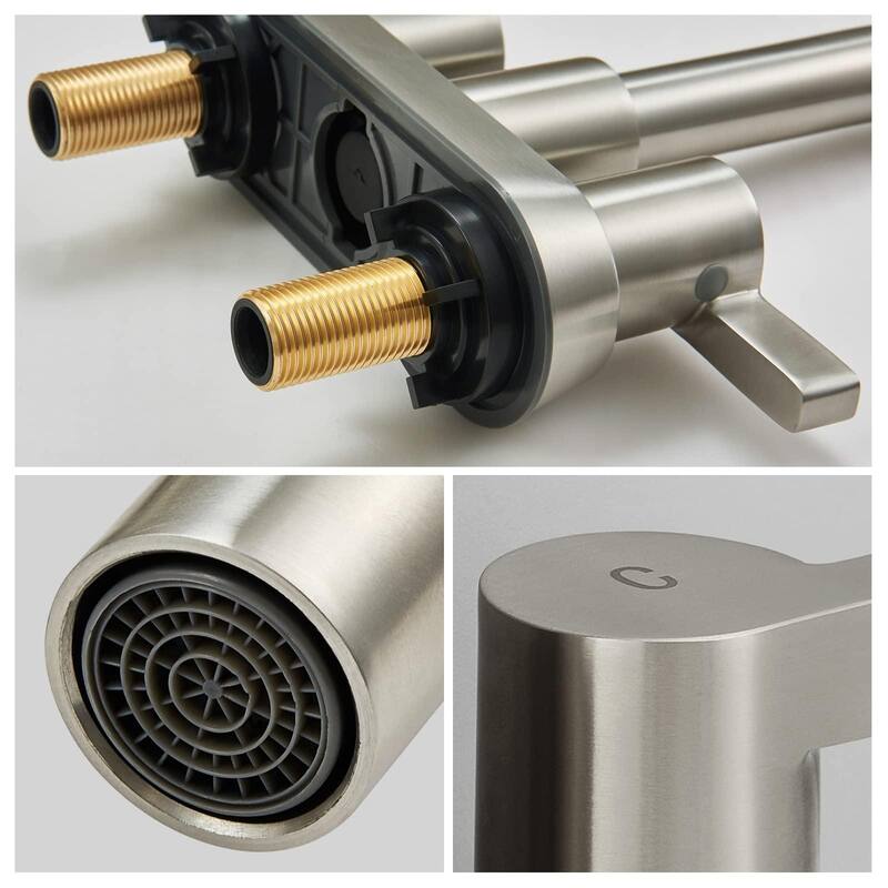 Modern 2 Handle 360° Swivel Bathroom Sink Faucet with Pop Up Drain and Water Supply Line, Anti Fingerprint, Anti Rust