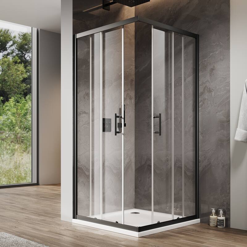 Elegant 36" W x 36" L x 72" H Corner Entry Shower Enclosure Sliding Shower Doors