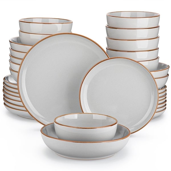 vancasso Exquisite Modern Design Stoneware Dinnerware Set - Cream Gray - 32-Piece