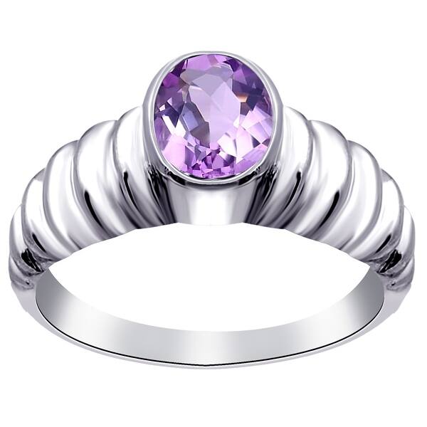 0.78 Ct Oval Amethyst Solid Gemstone 925 Sterling Silver Women Engagement Ring