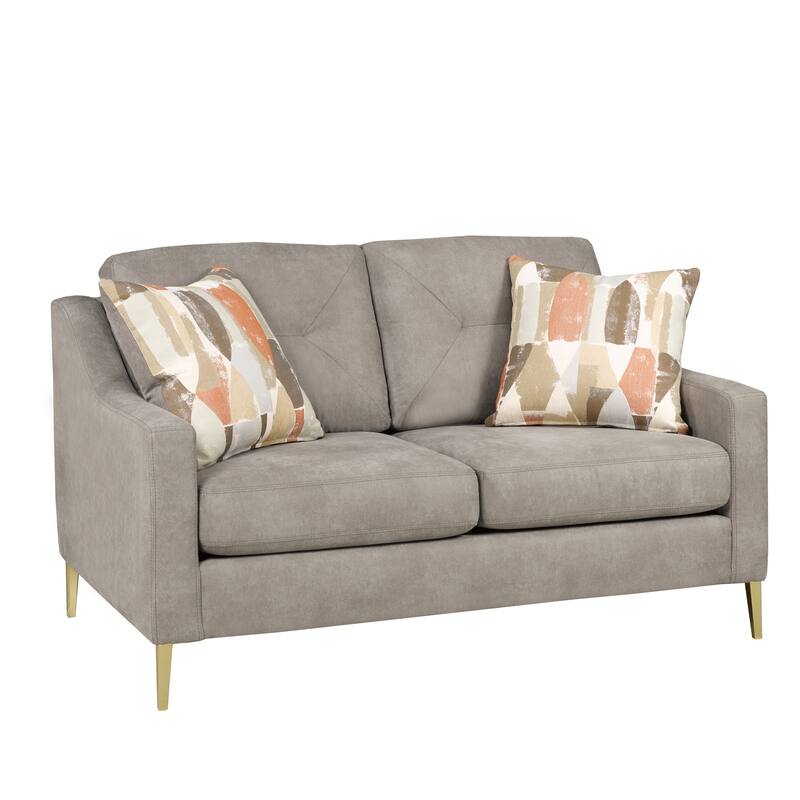 Weston Retro-Modern Grey Fabric Tufted Sofa and Loveseat Set