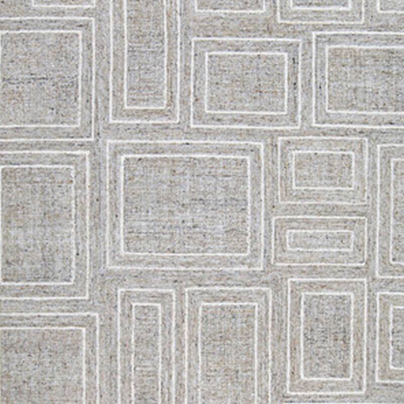 Bora 8 x 10 Area Rug, Geometric Pattern, Polyester Gray White Wool, Cotton - 8 x 10