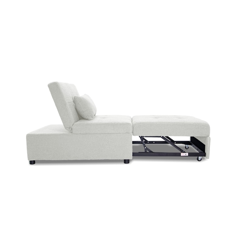 White Sherpa Convertible Sofa, 44x32x34 inches