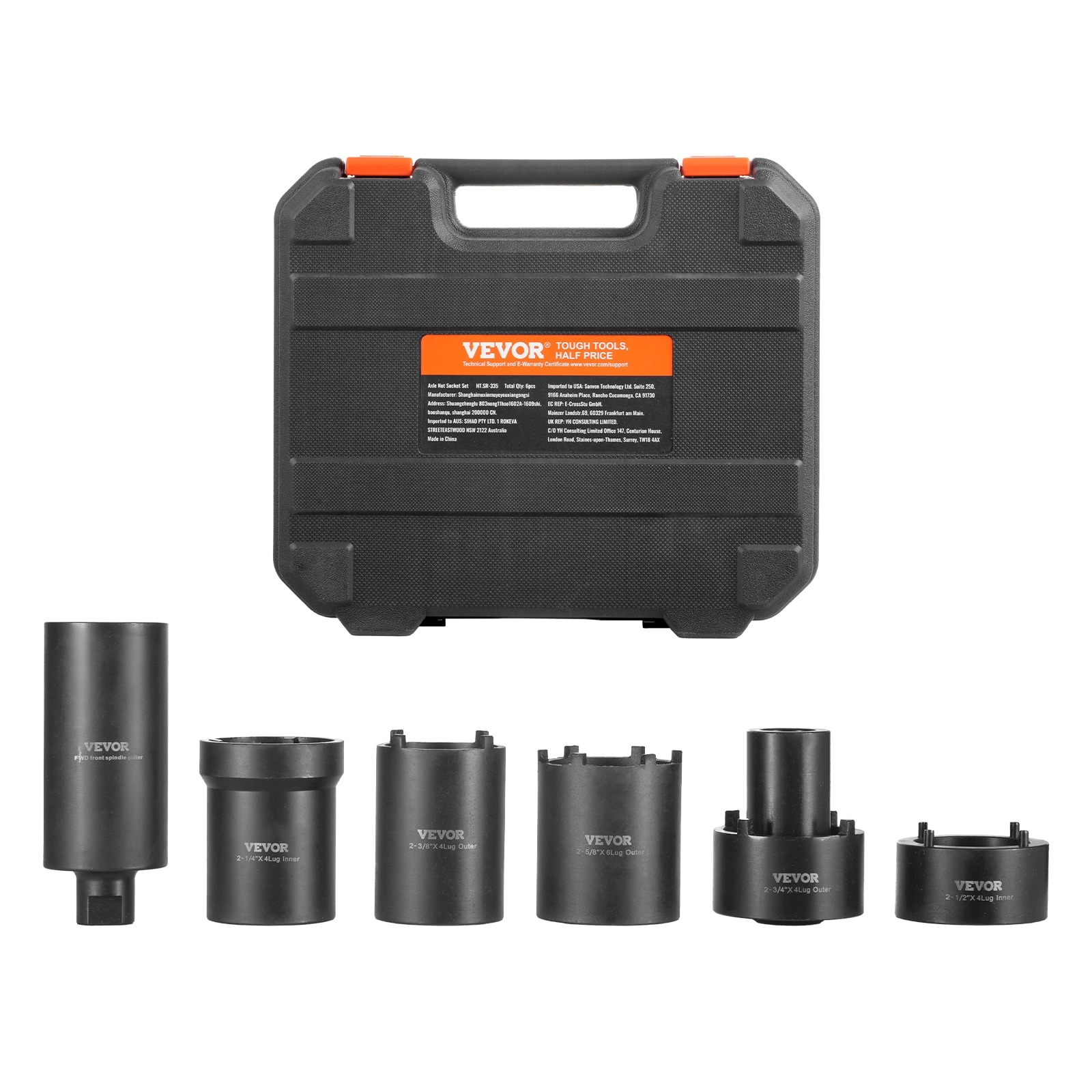 Spindle Nut Socket Tool Kit, 1/2 inch Drive 6 Piece Axle Hub Nut