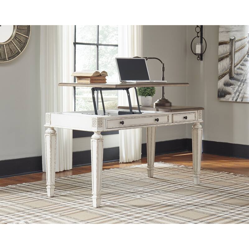 Signature Design by Ashley Realyn Brown/White Home Office 2 Desks
