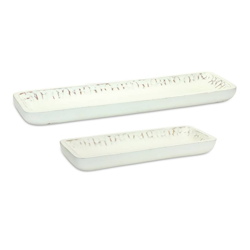Mango Wood Tray (Set of 2) - 27 x 8.25 x 2 - 27 x 8.25 x 2