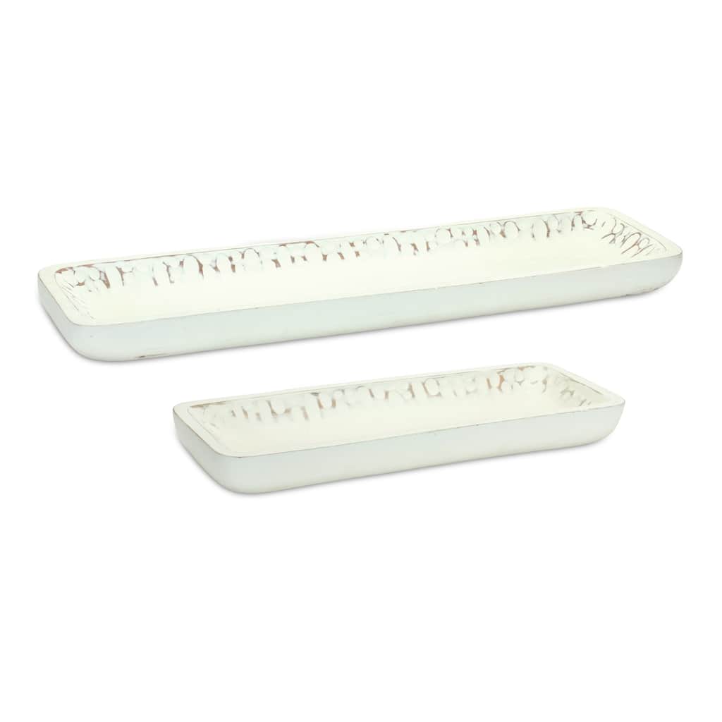 Mango Wood Tray (Set of 2) - 27 x 8.25 x 2 - 27 x 8.25 x 2