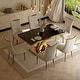 preview thumbnail 45 of 48, White Velvet Dining Chairs with Hammered Finish Metal Legs