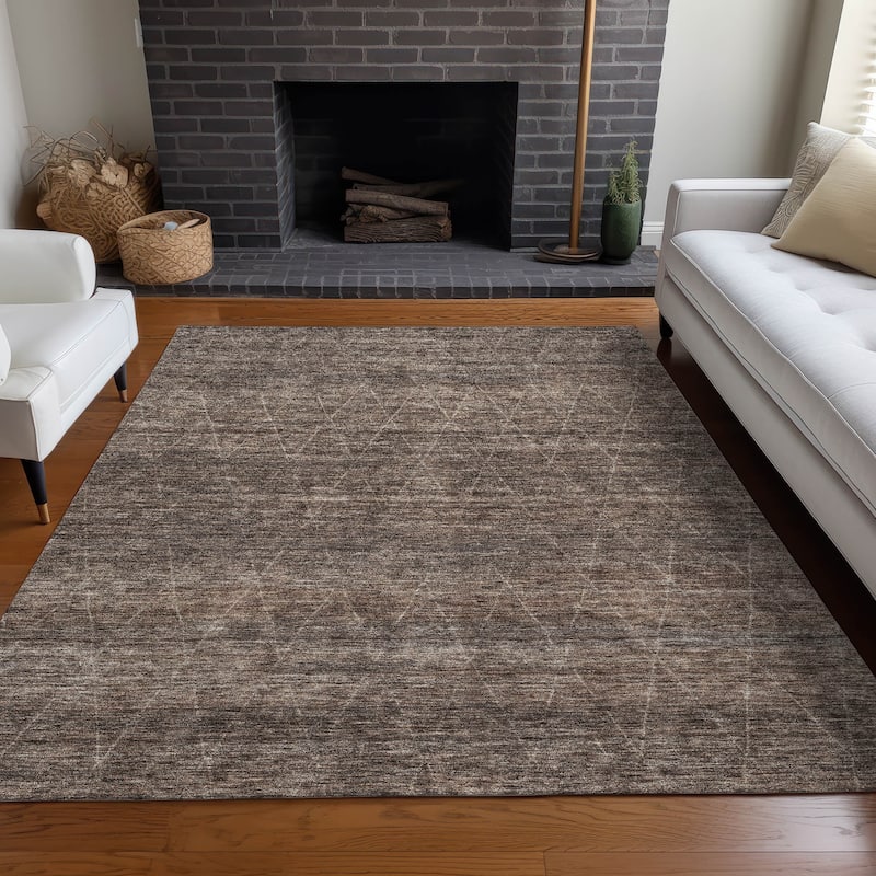 Machine Washable Indoor/ Outdoor Trellis Ombre Chantille Rug