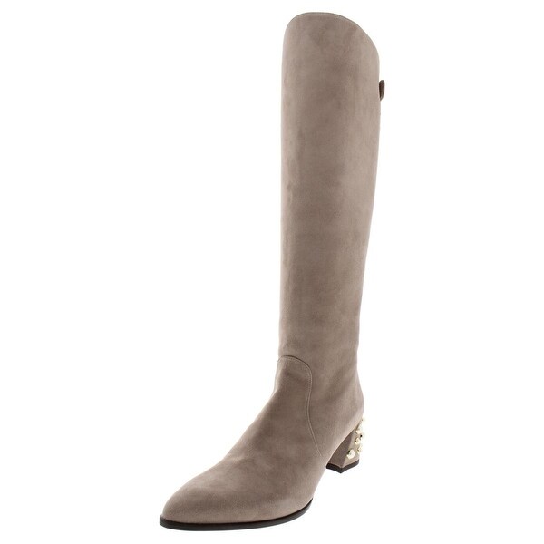 stuart weitzman snap suede block heel tall boots