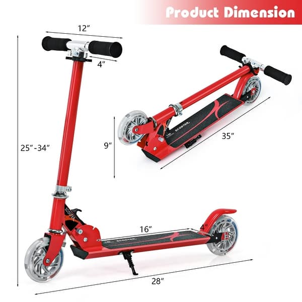 Folding Aluminum LED Light Up Wheels Kids Kick Scooter - 28" x 4" x 25"