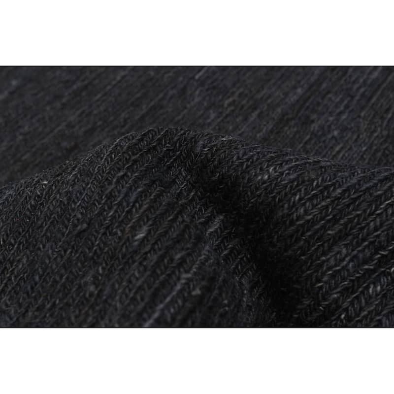 ECARPETGALLERY Flat-Weave Natural Black Wool Kilim - 7'5 x 8'2