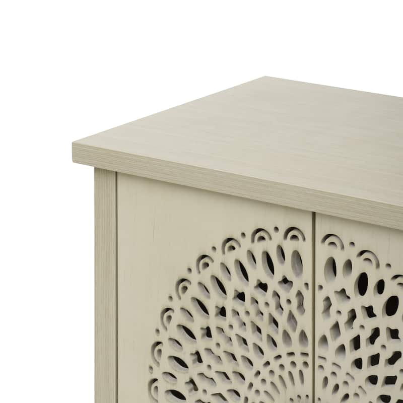 Waterproof Sideboard Buffet, Hollow-Carved 2 Door Accent Cabinet, Storage Cabinet with Adjustable Shelf