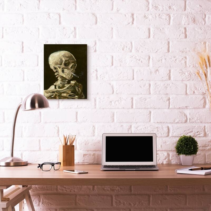 Stupell Skeleton With A Smoke Tan Black Van Gogh Classical Painting Canvas Wall Art