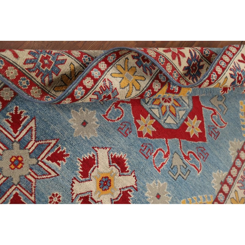 Light Blue Kazak Oriental Accent Rug Hand-Knotted Wool Carpet - 3'10" x 6'0"