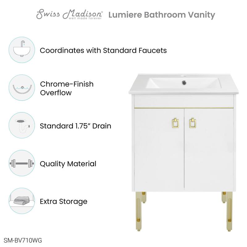 Swiss Madison SM-BV710 Lumiere 24" Free Standing Single Basin Vanity