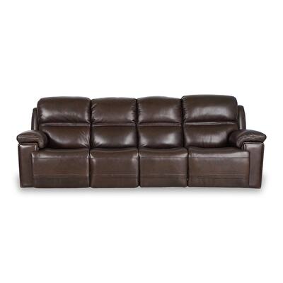 Top Grain Leather Power Reclining Sofa | Adjustable Headrest | Big Size | Cross Stitching Usb & Type C Charging Capability.