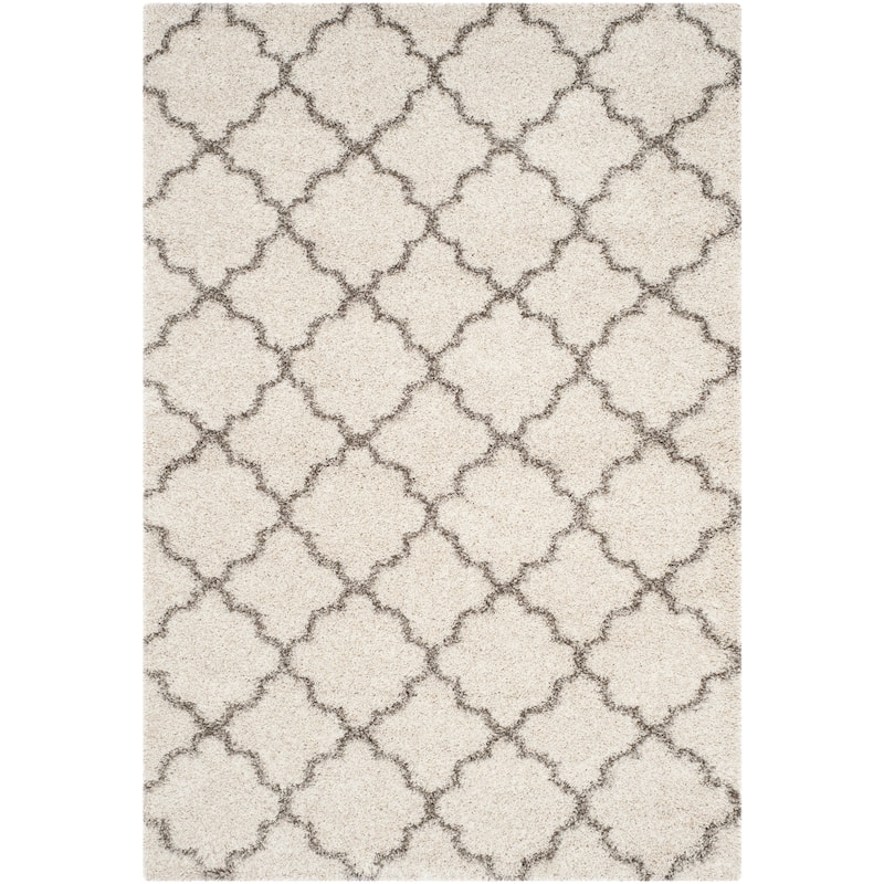 SAFAVIEH Hudson Shag Jeryl Glam Trellis 2-inch Area Rug - 5' x 7' - Ivory/Grey