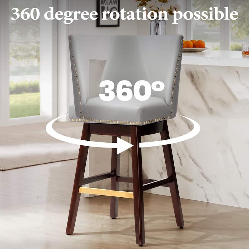 30.6'' H Indoor Solid Wood Swivel Bar Stool with Back Set of 2 or 4