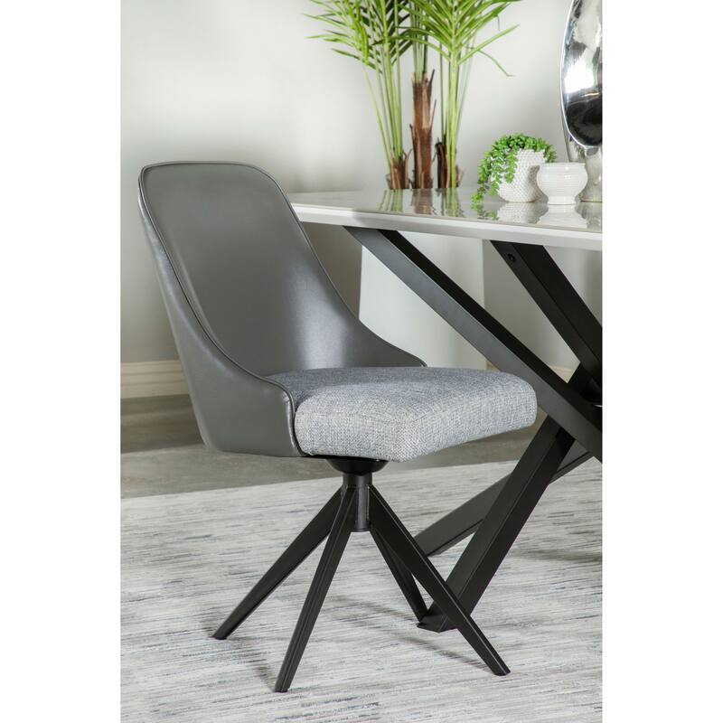 Paulita Grey Upholstered Swivel Dining Side Chair (Set of 2)
