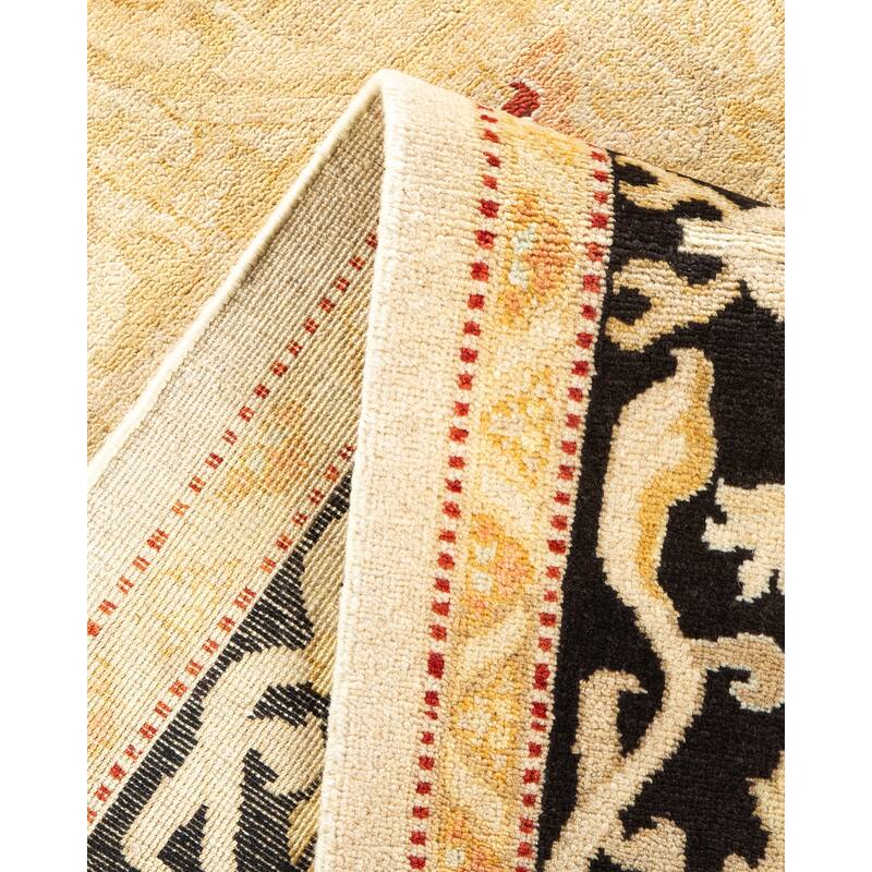 Overton Handknotted Wool Contemporary Oriental Ivory Area Rug - 6' x 9'