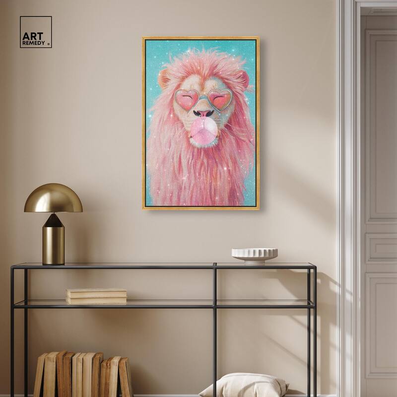 Pastel Lion Bubblegum Canvas by Art Remedy