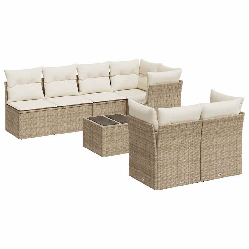 vidaXL Garden Sofa Set Beige PE rattan Large Adjustable Feet - 21.7 x 21.7 x 14.6