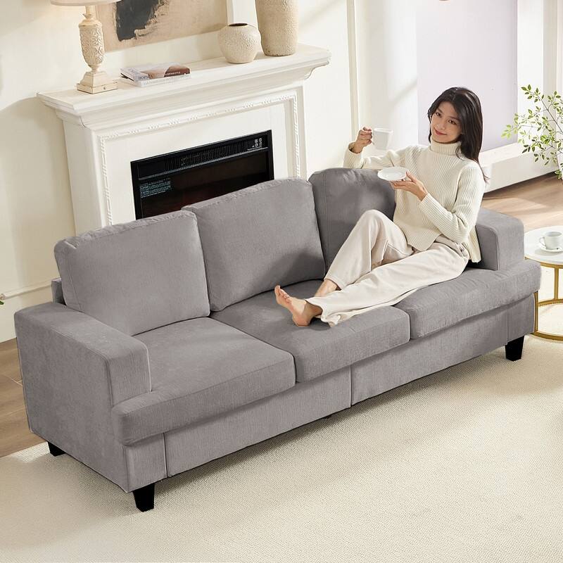 Mixoy W82" Chenille Straight Sectional Sofa,Cloud Sleeper Comfy Upholstered 3-Seater Sofa Couch
